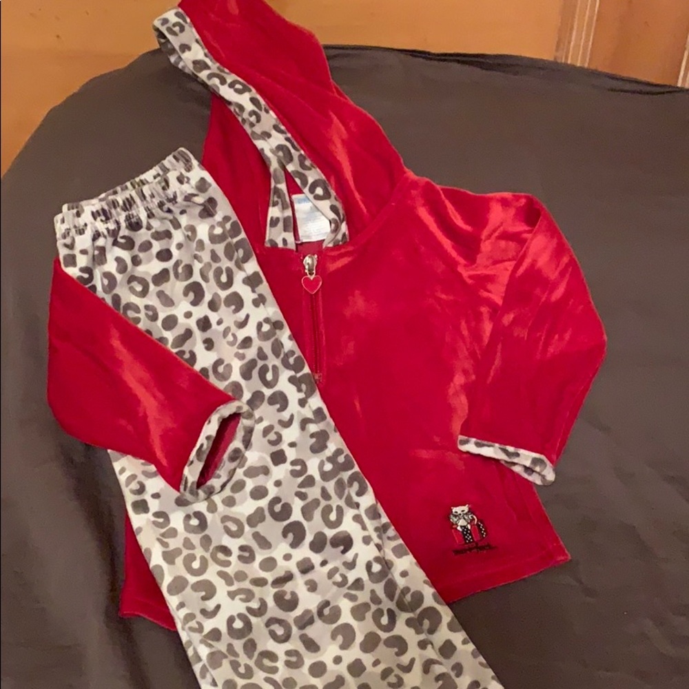 Gymboree 2 pc velour leopard pant set size 3 girls twins kitty